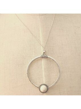 STERLING Silver Chain With Natural White Turquois Western Boho Necklace NWT